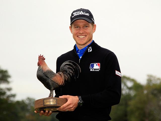 Peter Malnati with the Sanderson Farms Championship trophy